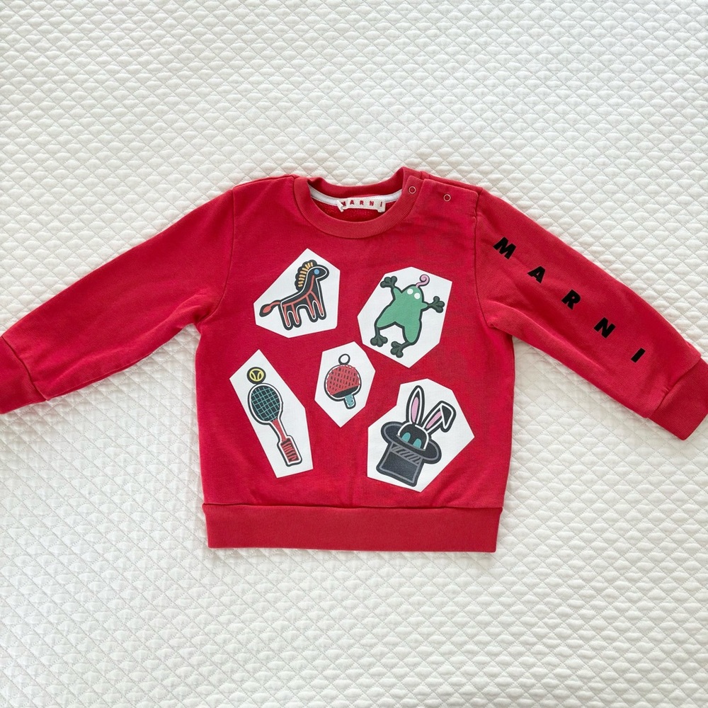 Marni Red Kids Sweatshirt with Fun Graphics